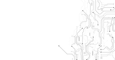 Technology black circuit diagram concept. High-tech circuit board connection system.Vector abstract technology on white background.