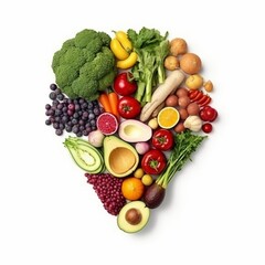 Various Vegetables And Healthy Food In Circle On White background