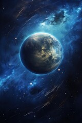 Fototapeta na wymiar Abstract galaxy planet view colorful surrealism wallpaper background.
