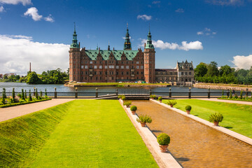 Summer, sunny and warm view of Hillerod Castle in Denmark. There is a beautiful garden around the castle and it is worth visiting this place while in this area.