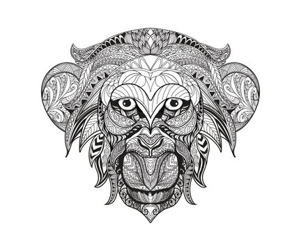 monkey mandala mascot illustration 