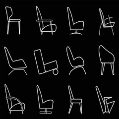 Set of modern design chairs.  Interior design. Seamless pattern vector cketch.