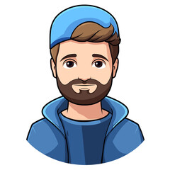 Obraz premium A Cool Looking Young Rapper with a Blue Cap - A Vector Illustration and Its Silhouette Isolated on White Background