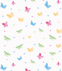 Textile and seamless pattern with butterflies vector design 