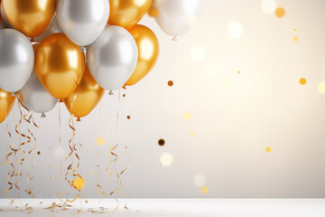 Balloons and happy new year concept party celebration background.
