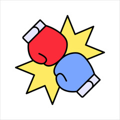 Boxing gloves fight icon, red vs blue. vector illustration on white background