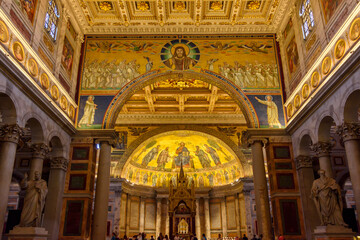 Fototapeta na wymiar Interiors of Basilica of Saint Paul outside the Walls, Rome, Italy