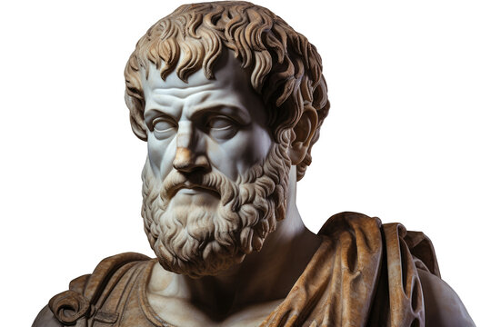 Illustration of the sculpture of Aristotle. The Greek philosopher. Aristotle is a central figure in the history of Ancient Greek philosophy.