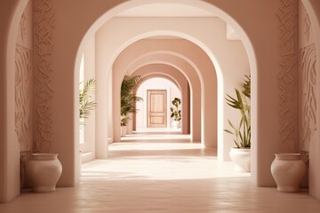 Modern entrance hall ,Marble Corridors of modern house ,Modern Interior design created with AI