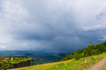 Beautiful landscape with rainbow and canyon, Armenia