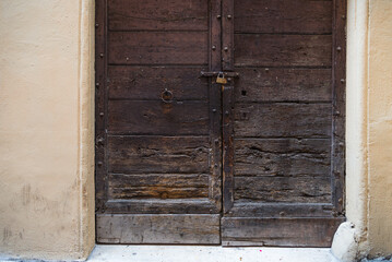 Old vintage wooden door in Rome