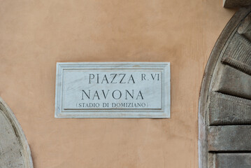 Navona square sign on the wall