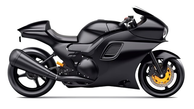 Black motorcycle photo realistic illustration - Generative AI.