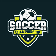 Soccer championship logo design and emblem template, football logo, league , editable text