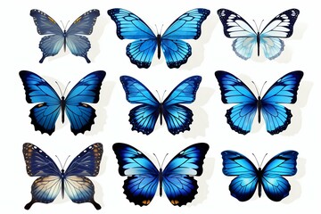 Naklejka na ściany i meble Collection of Butterflies Isolated on White Background. Generative ai