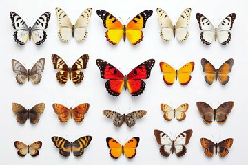 Fototapeta na wymiar Collection of Butterflies Isolated on White Background. Generative ai