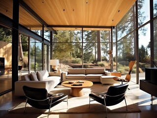 Fototapeta premium Modern living room, generative AI