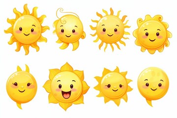 Collection of Suns Isolated on White Background. Generative ai