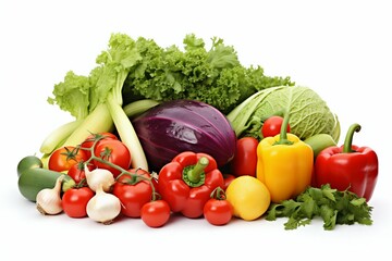 Group of Vegetables Isolated on White Background. Generative ai
