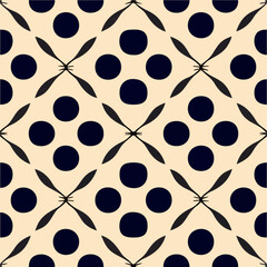 Striking black and white pattern with circular motifs, creating a repeating fabric design. Influenced by art deco, it offers a seamless and stylish pattern.