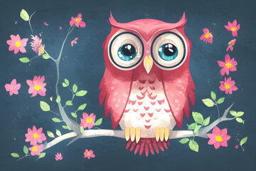 owl on a branch. generative ai