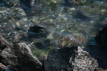 Clear Ocean hitting rocks 