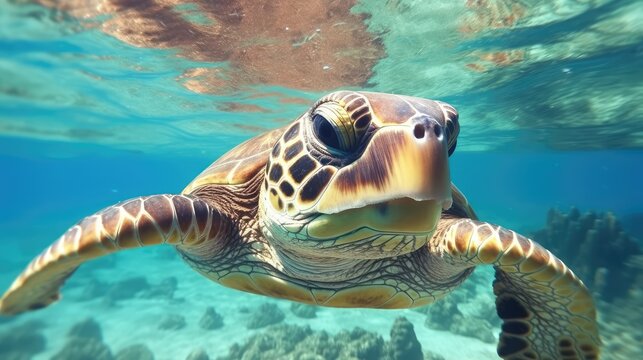  turtle life underwater sea world, Generative AI