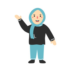 happy girl wearing hijab illustration
