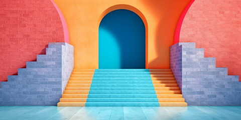 archway in colorful minimalistic style