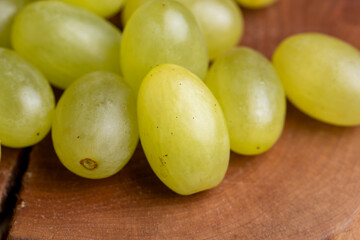 Green yellow grapes grown in a home vineyard