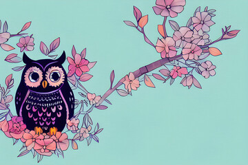 owl on a branch. generative ai