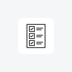 Ballot paper, checklist, paper, list Vector Line Icon