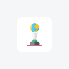 World cup, trophy, cricket trophy, prize Vector Flat Icon