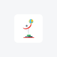 World cup, trophy, cricket trophy, prize Vector Flat Icon