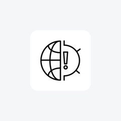 Globe With Exclamation Mark Hr, Human Resource Vector Line Icon