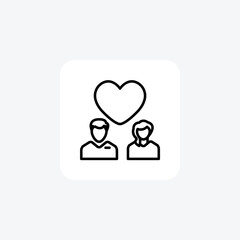 Male Female Love  Hr, Human Resource Vector Line Icon