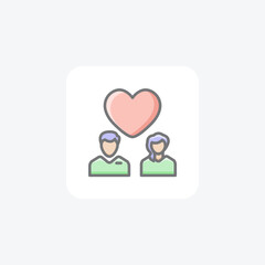 Male Female Love  Hr, Human Resource Vector Flat Icon