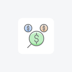 Dollar Sign In Magnifier Hr, Human Resource Vector Flat Icon