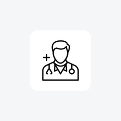 Doctor with Stethoscope, Doctor, Physician Vector Line Icon