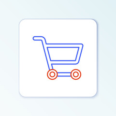 Line Shopping cart icon isolated on white background. Online buying concept. Delivery service sign. Supermarket basket symbol. Colorful outline concept. Vector