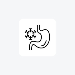 Stomach, infection, Digestive System Vector Line Icon