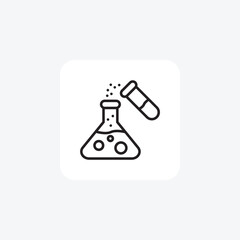 Flask, Test Tube, Chemistry Vector Line Icon
