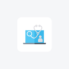 Online Medical Service, Digital Healthcare Vector Flat Icon
