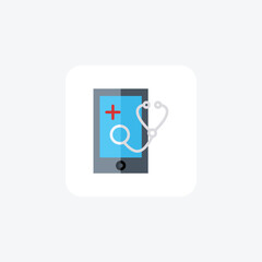 Mobile Medical App, Telemedicine Vector Flat Icon