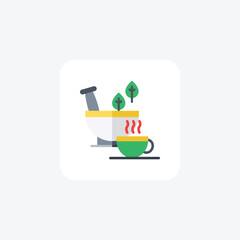 Medicated Tea, Herbal Tea Vector Flat Icon