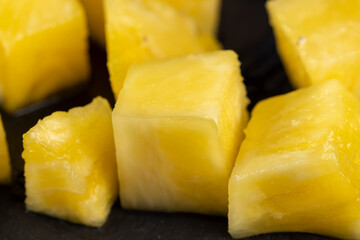Sliced delicious ripe pineapple yellow, close up - Powered by Adobe