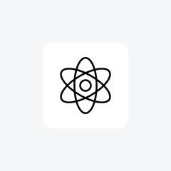 Atomic Symbol, Subatomic Particles Vector Line Icon