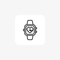 Smartwatch, Heatbeat Vector Line Icon