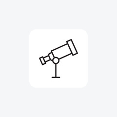 Telescope, Optics, Stargazing Vector Line Icon