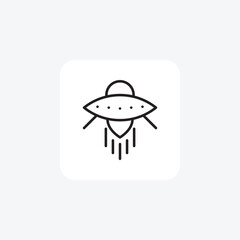 Ufo, Alien, Spacecraft, Flying saucer Vector Line Icon